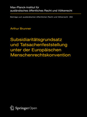 cover image of Subsidiaritätsgrundsatz und Tatsachenfeststellung unter der Europäischen Menschenrechtskonvention